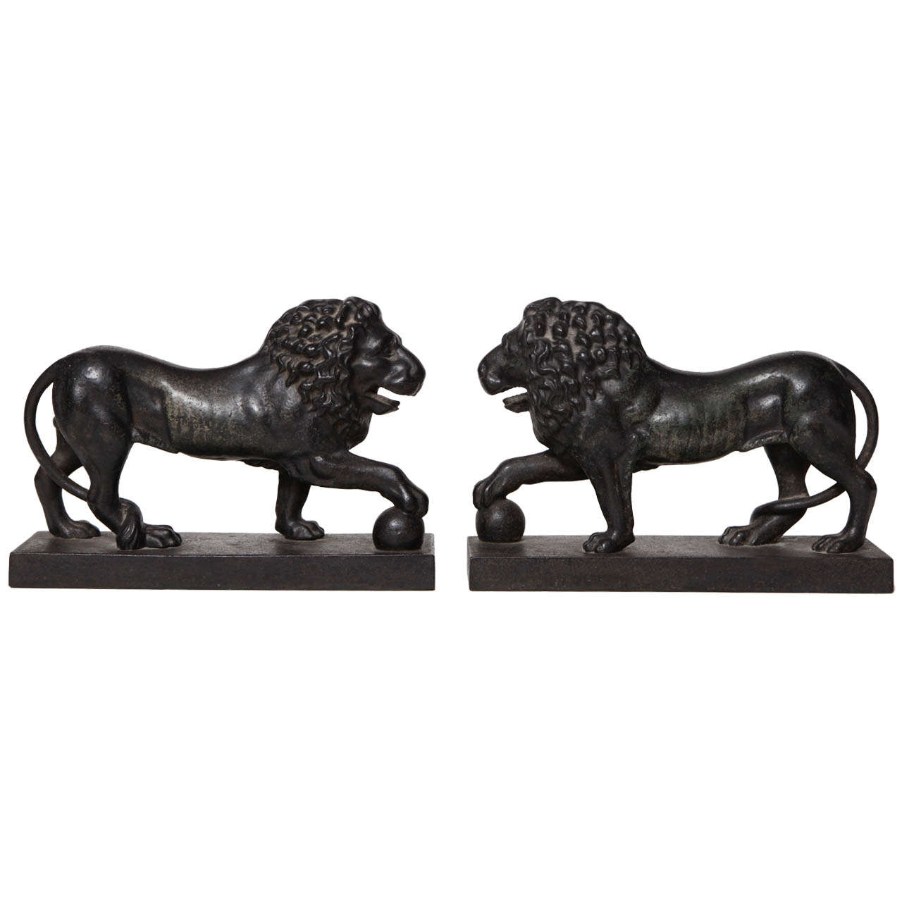 A Pair of 19th Century English Cast-Iron Lions