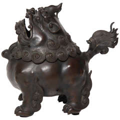 A Chinese Bronze Qilin Incense Burner