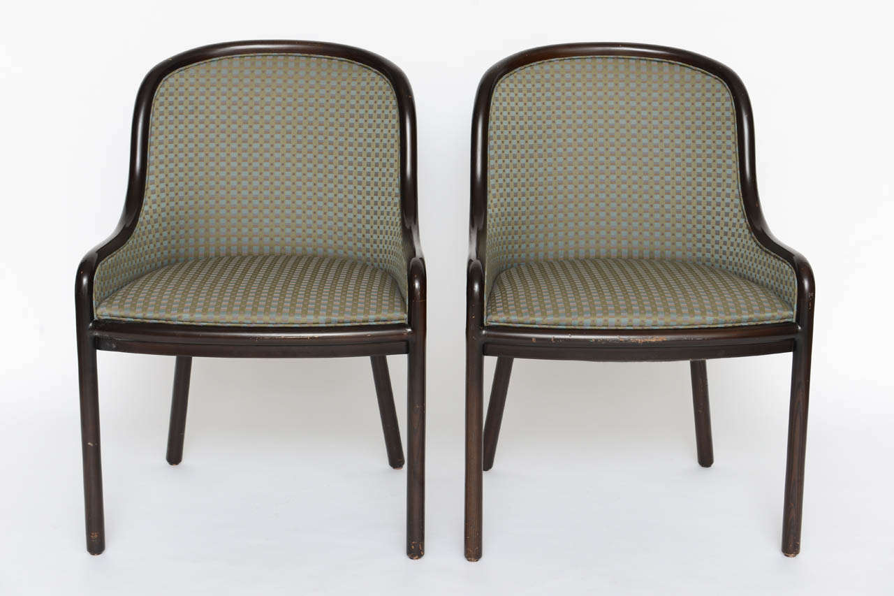 Beautiful pair of Dining or Side Chairs by Ward Bennet for Brickell.  From the 1970s.  In very good vintage shape.