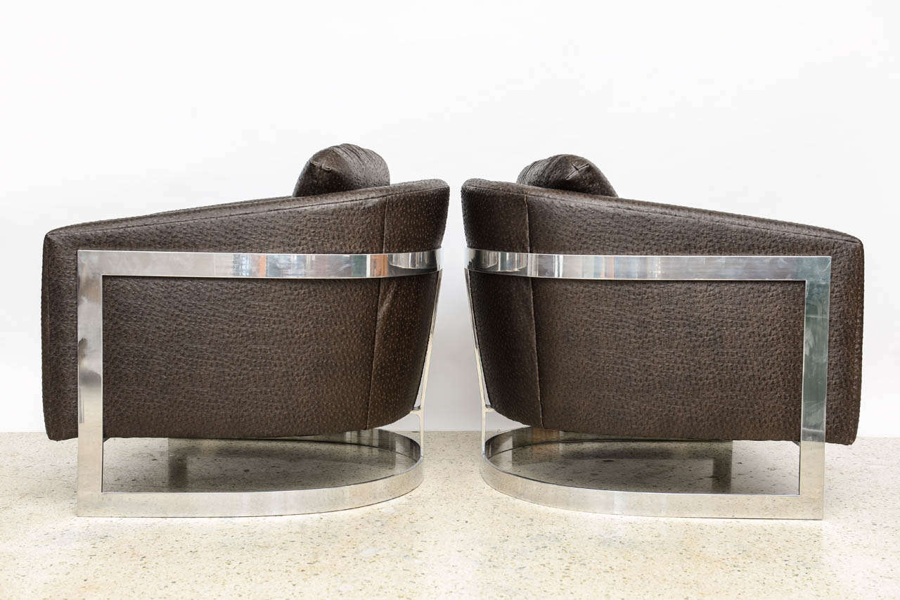 Pair of Mid Century Modern Polished Chrome and 
