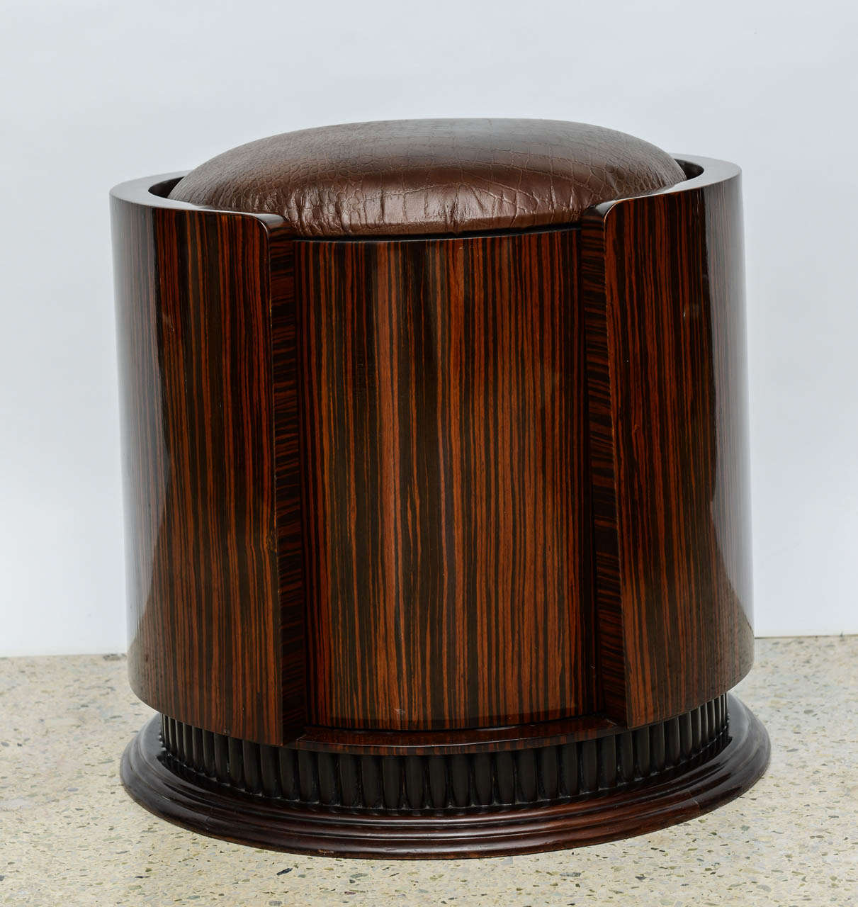 Wood An Art Deco Ebony De Macassar Stool, France, 1930s