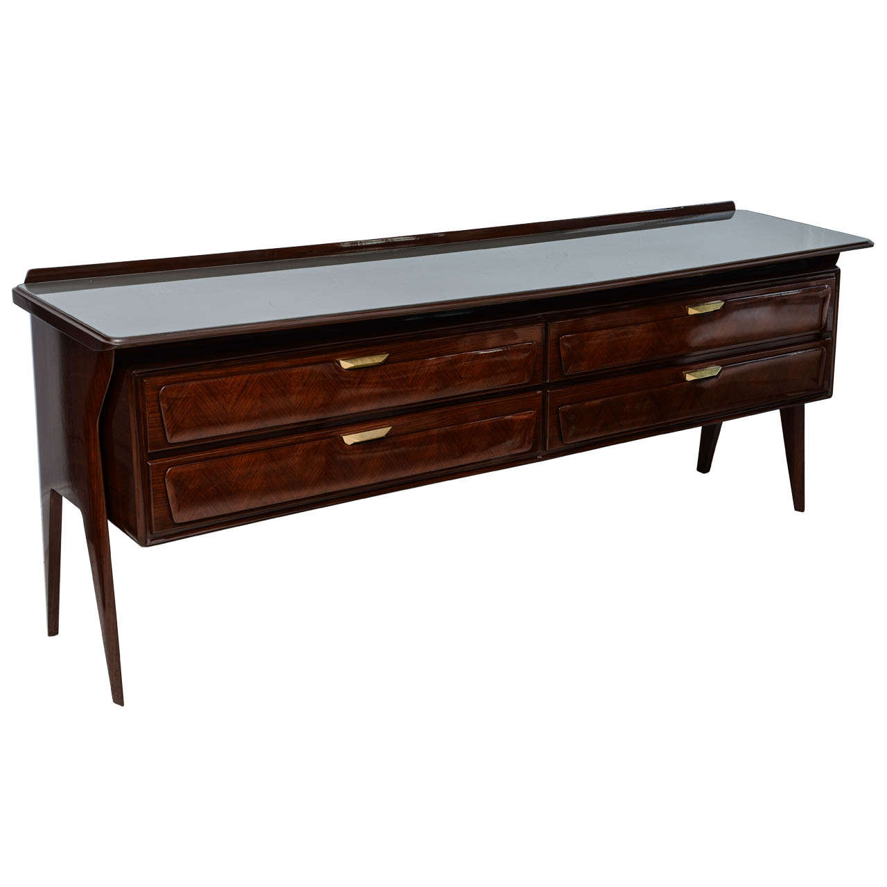 Italian Mahogany and Glass Buffet or Sideboard in the Manner of Ico Parisi