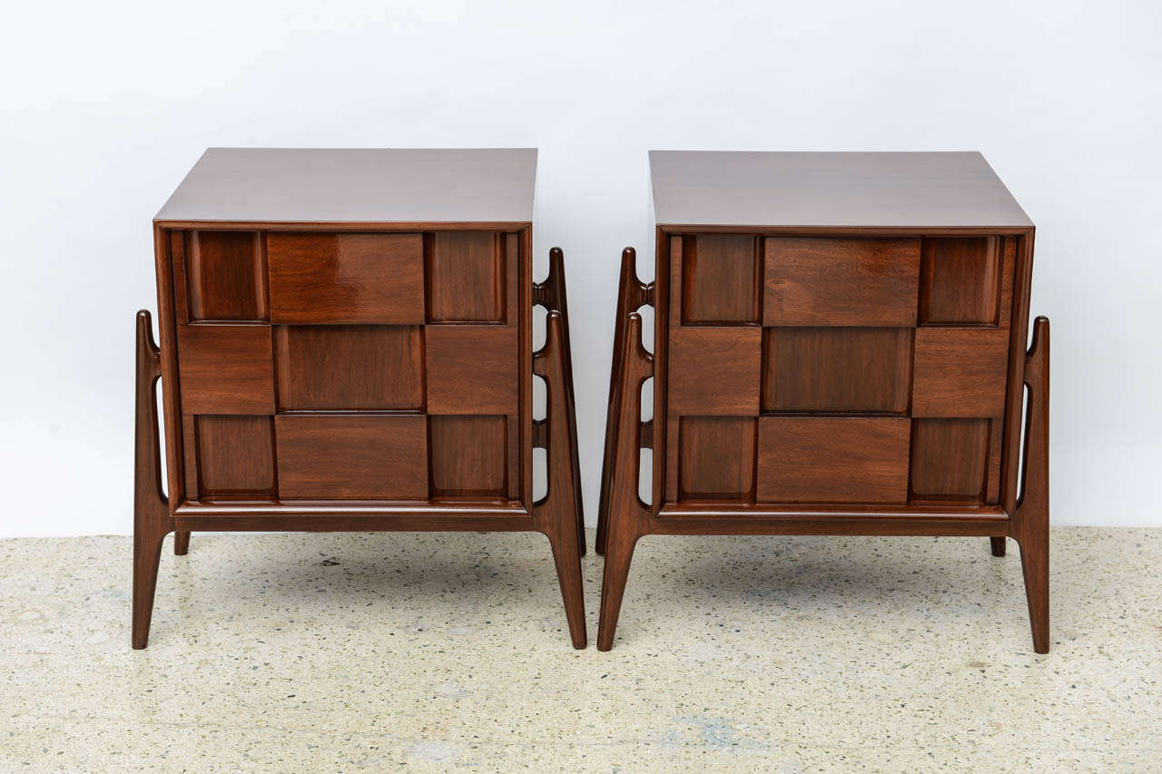 Rare Pair of Mahogany Bedside Cabinets by Piet Hein, Denmark
