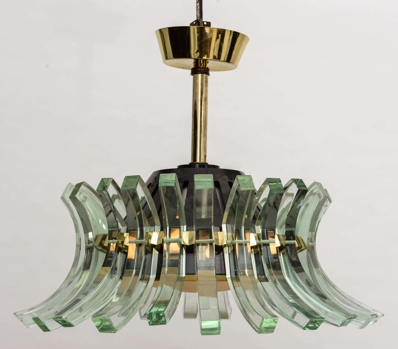 Mid-20th Century Rare Fontana Arte Glass Chandelier, Italy, 1950s