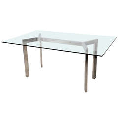 A Milo Baughman for DIA Polished Chrome and Glass Dining Table