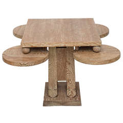 Fine Cerused Oak Occasional Table of Unusual Form Attributed to James Mont 6