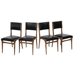 Set of Ten Italian Modern Walnut Dining Chairs, Carlo di Carli