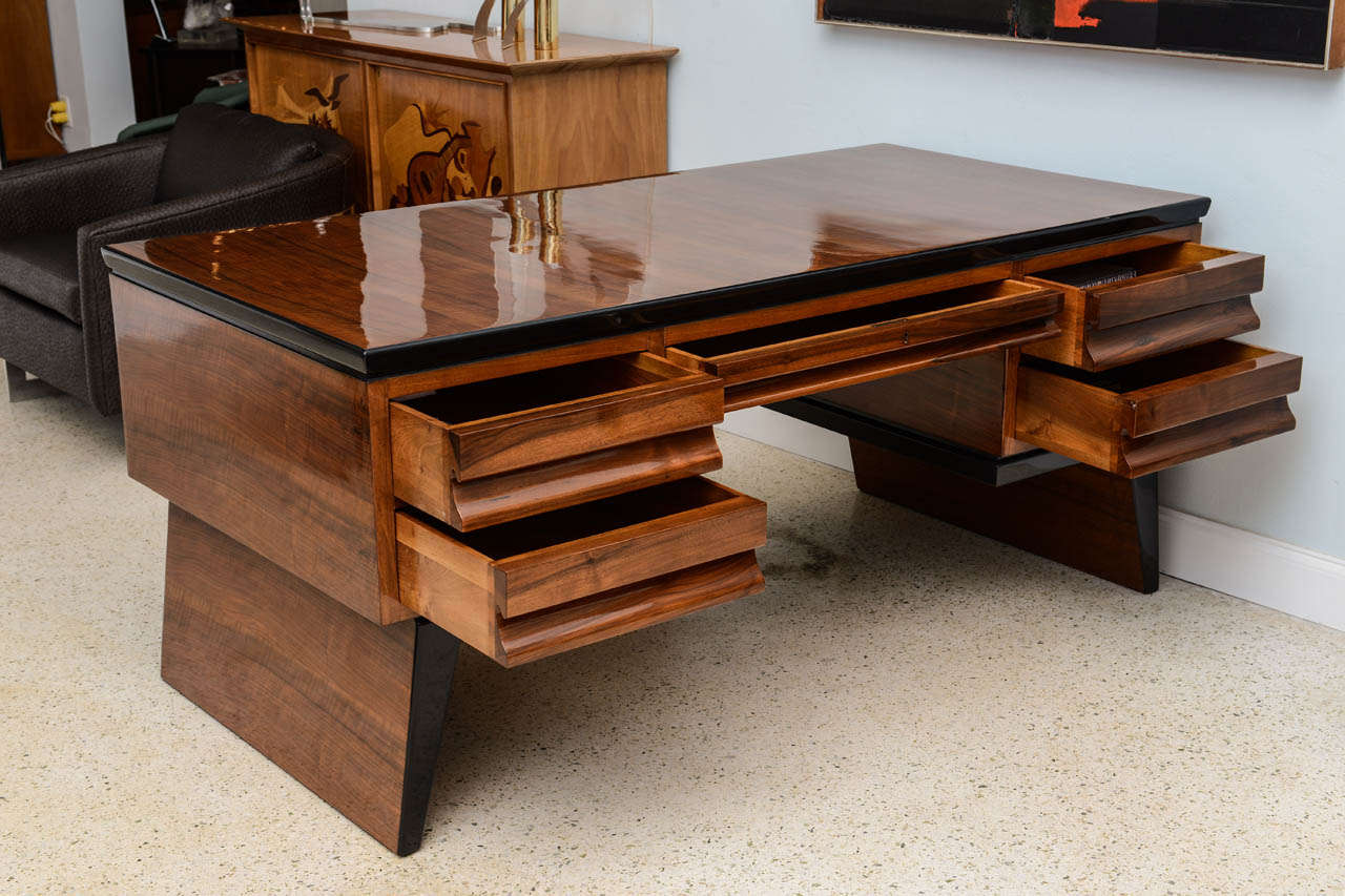 Fine Italian Modern Walnut Executive Desk, Borsani For ...