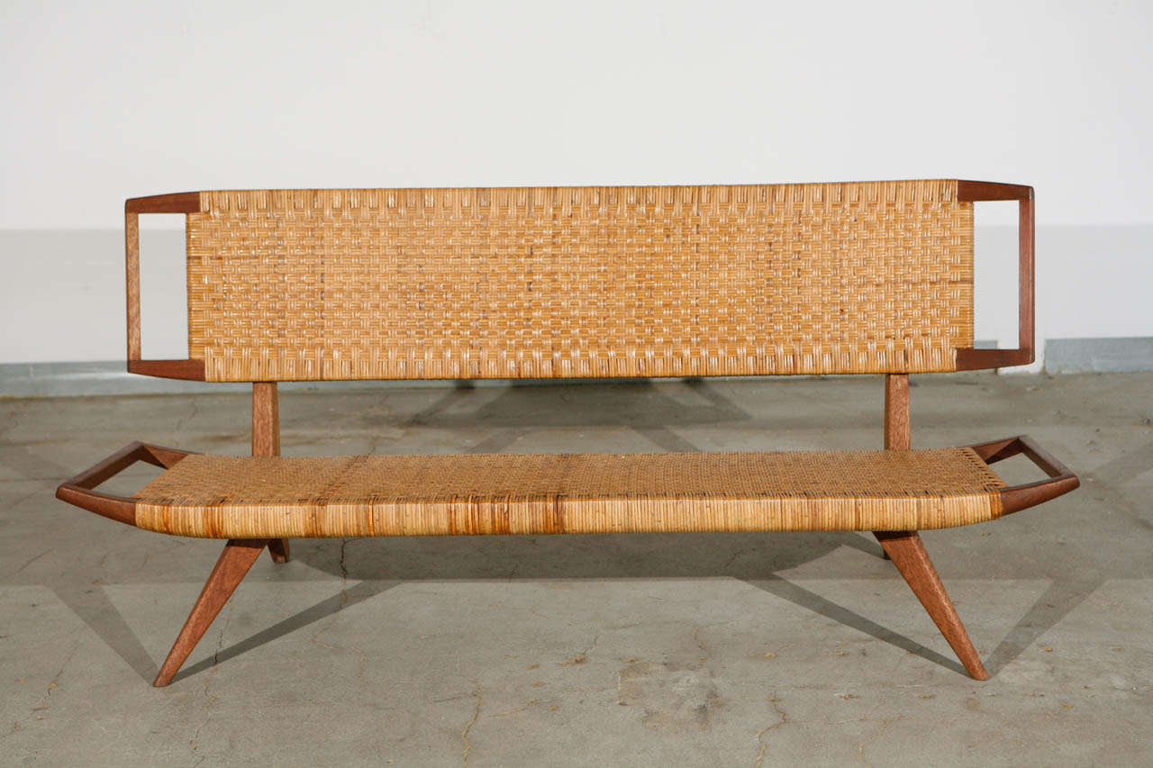 Paul Laszlo cane settee for Glenn of California