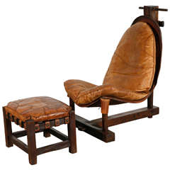 Unusual Handmade Chair and Ottoman