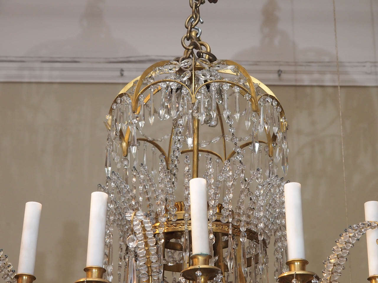 Antique Crystal and Ormolu Late 19th Baltic Century Chandelier In Excellent Condition In New Orleans, LA