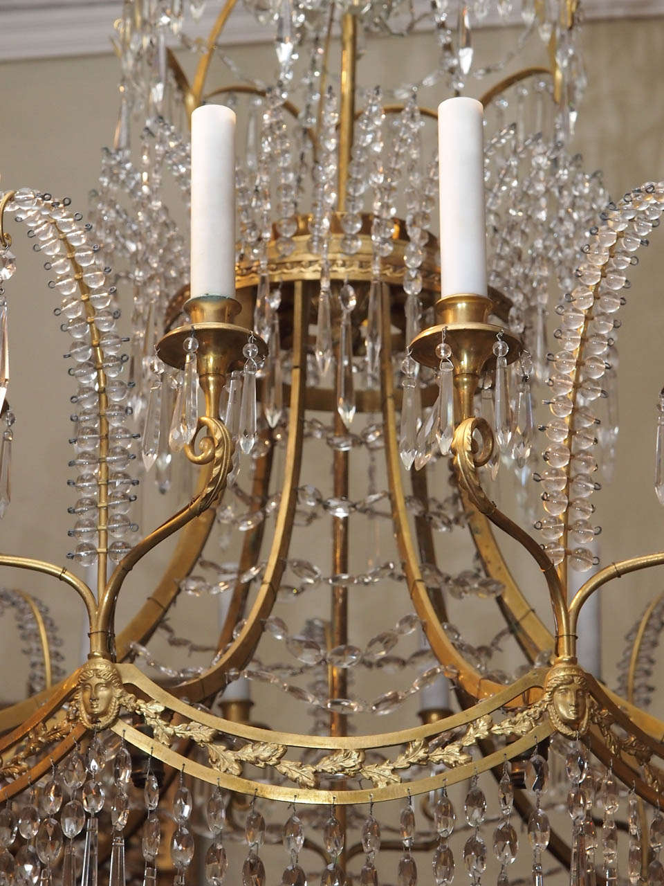 19th Century Antique Crystal and Ormolu Late 19th Baltic Century Chandelier