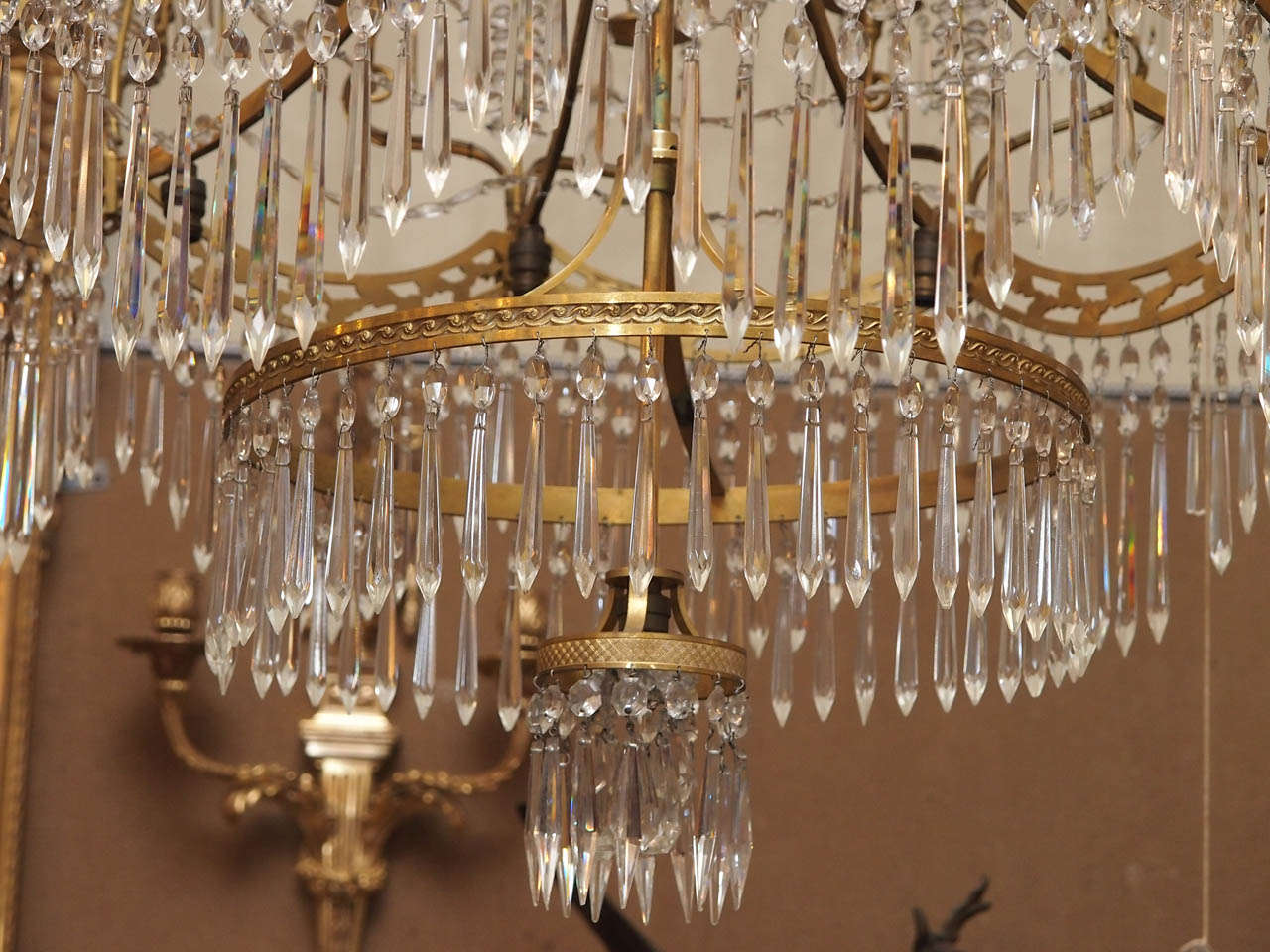 Antique Crystal and Ormolu Late 19th Baltic Century Chandelier 2