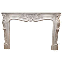 Antique Frenchg Carrara Marble Mantel circa 1860-1870