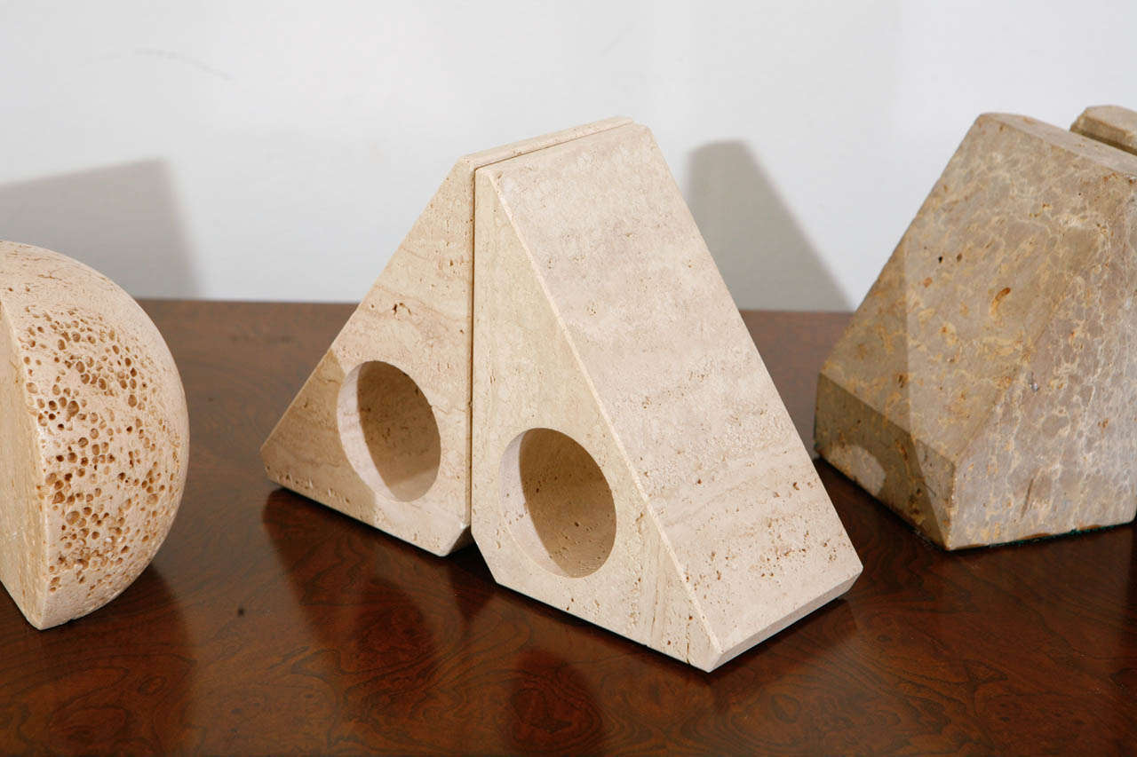 Pairs of Travertine Raymor Italy Book Ends In Excellent Condition In Los Angeles, CA
