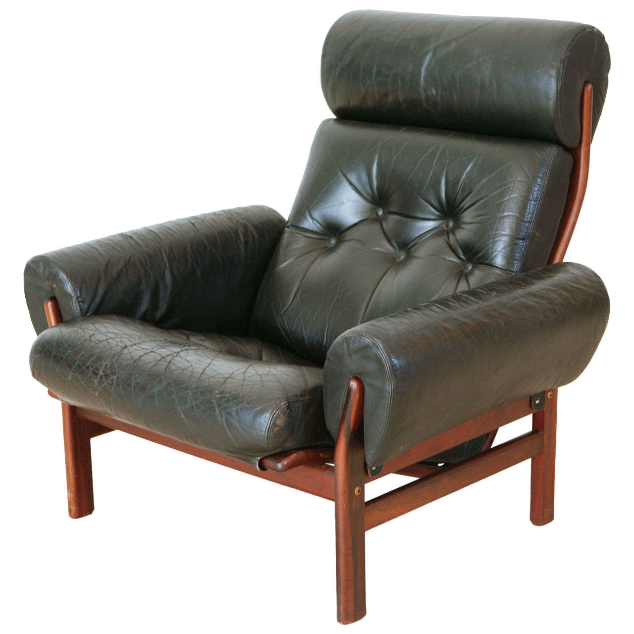 Norwegian Black Leather Club Chair