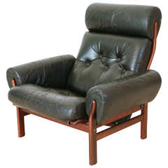 Norwegian Black Leather Club Chair