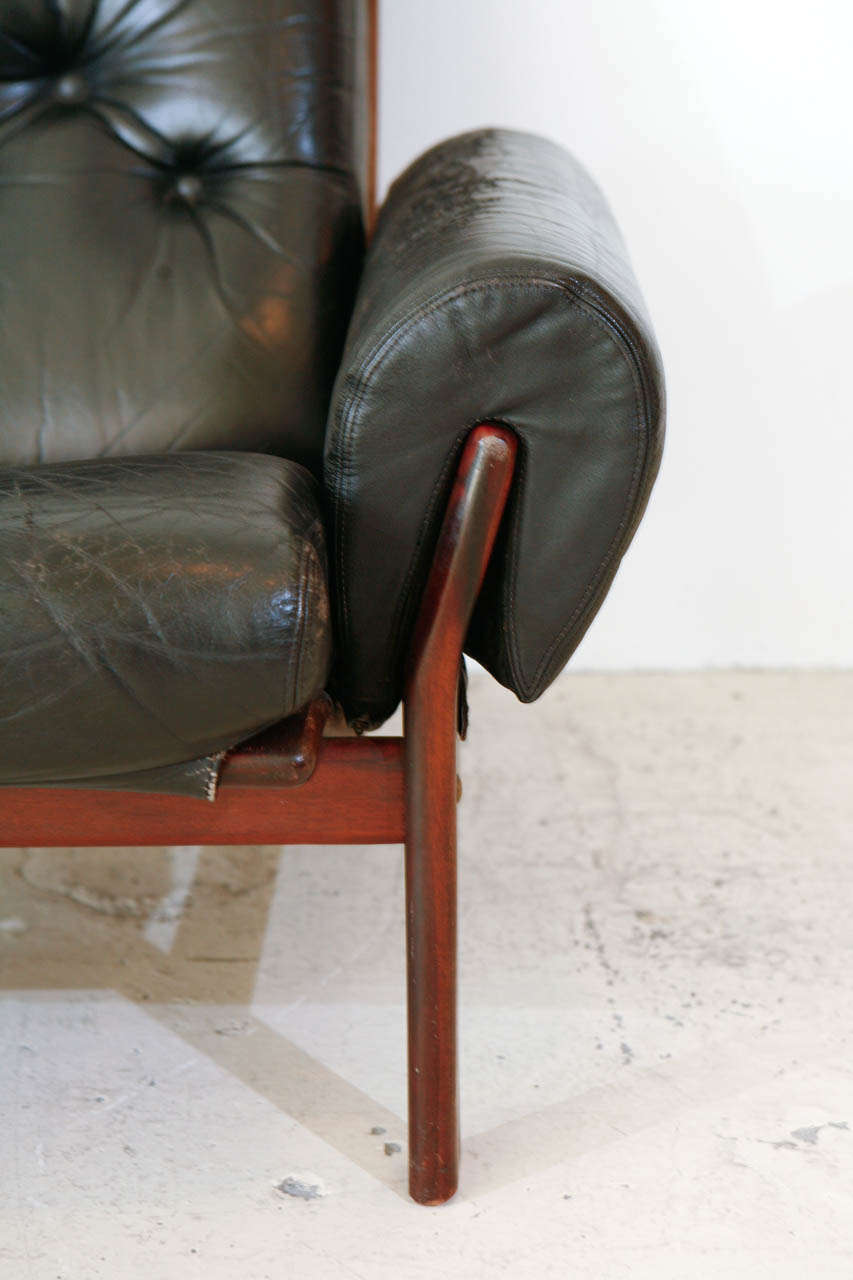 Mid-20th Century Norwegian Black Leather Club Chair