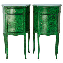 Hand Painted Faux Malachite Lamp Tables