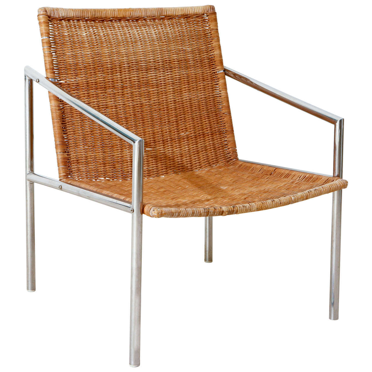 Martin Visser Chrome and Cane Lounge Chair