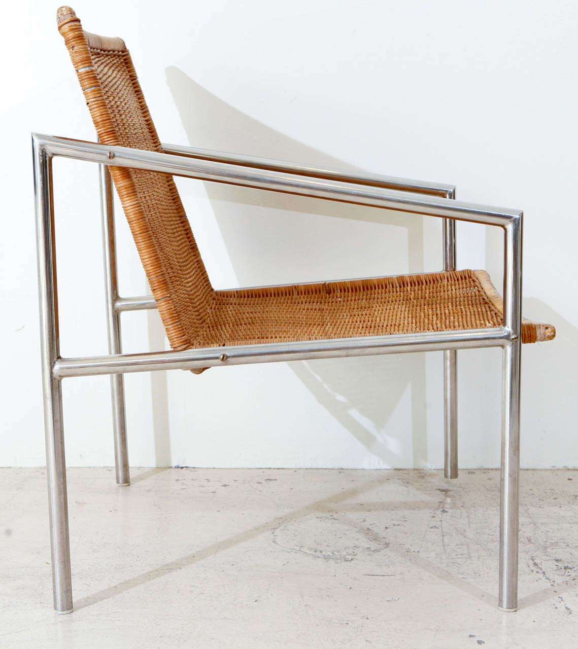 Martin Visser Chrome and Cane Lounge Chair In Good Condition In Los Angeles, CA