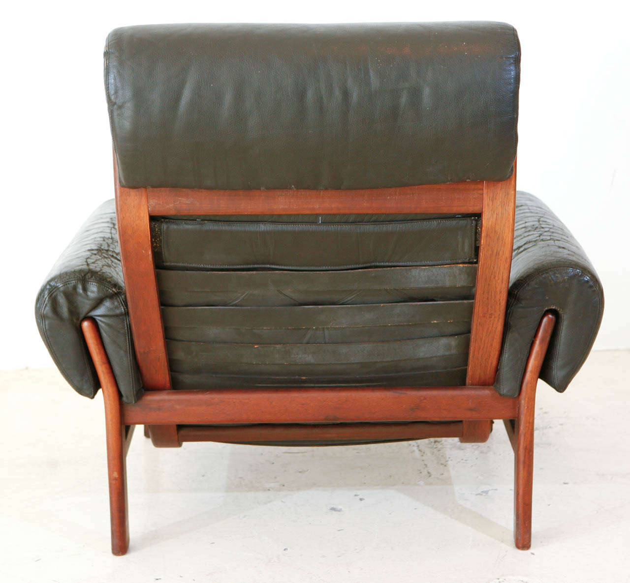Norwegian Black Leather Club Chair at 1stDibs