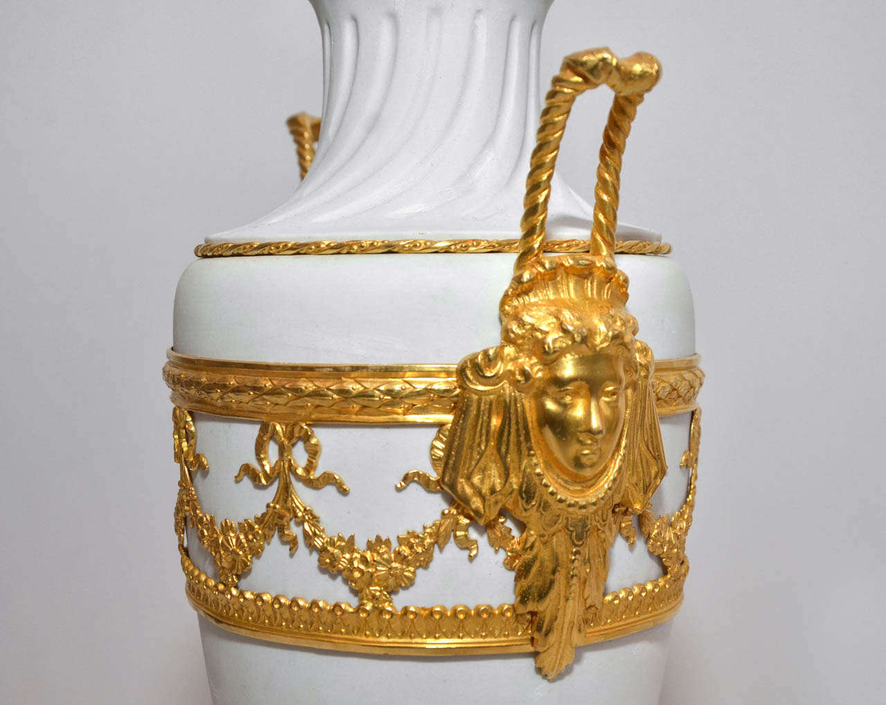 19th Century Pair of Bisquit and Bronze Vases - Louis XVI Style For Sale