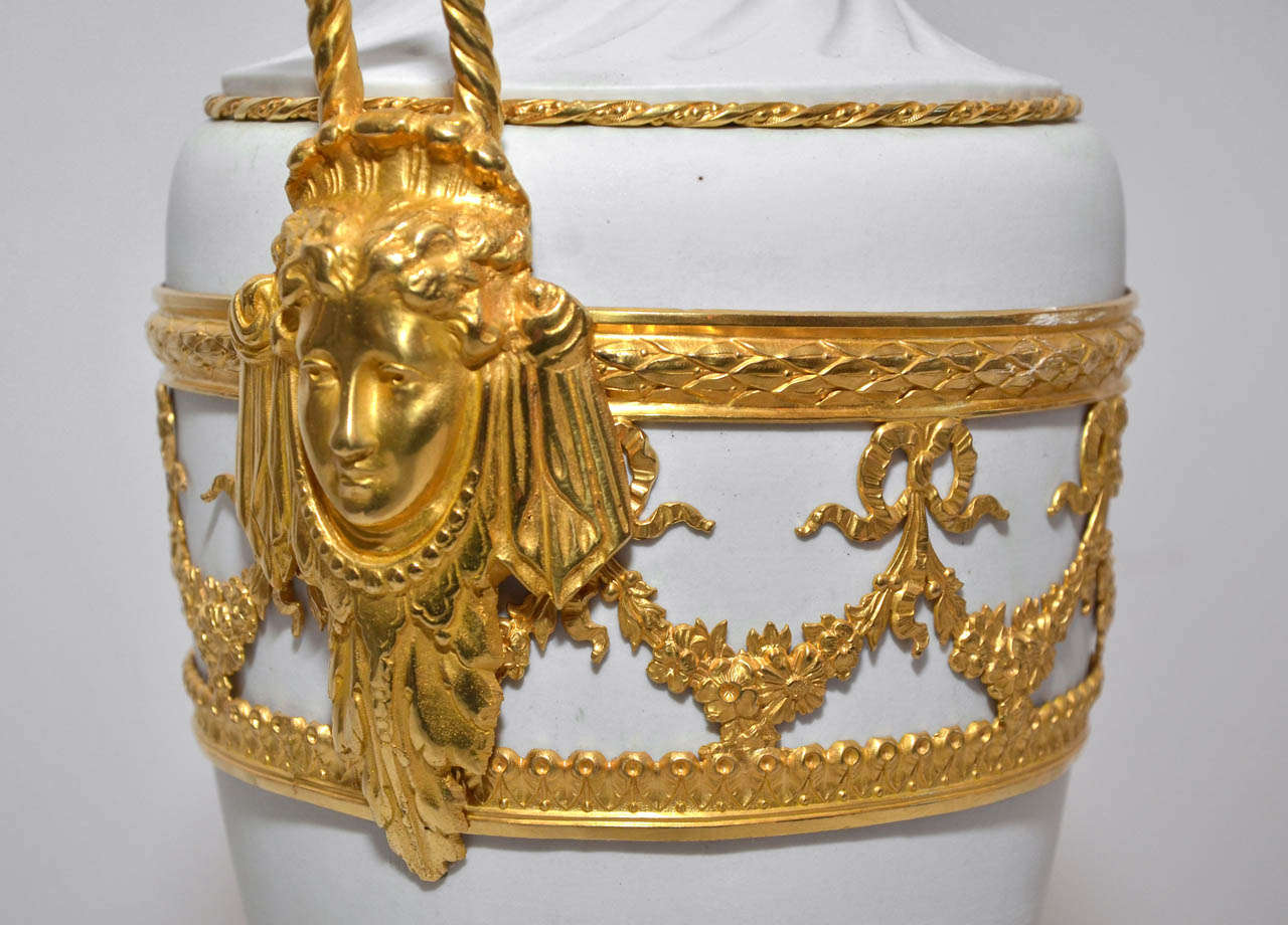Ormolu Pair of Bisquit and Bronze Vases - Louis XVI Style For Sale