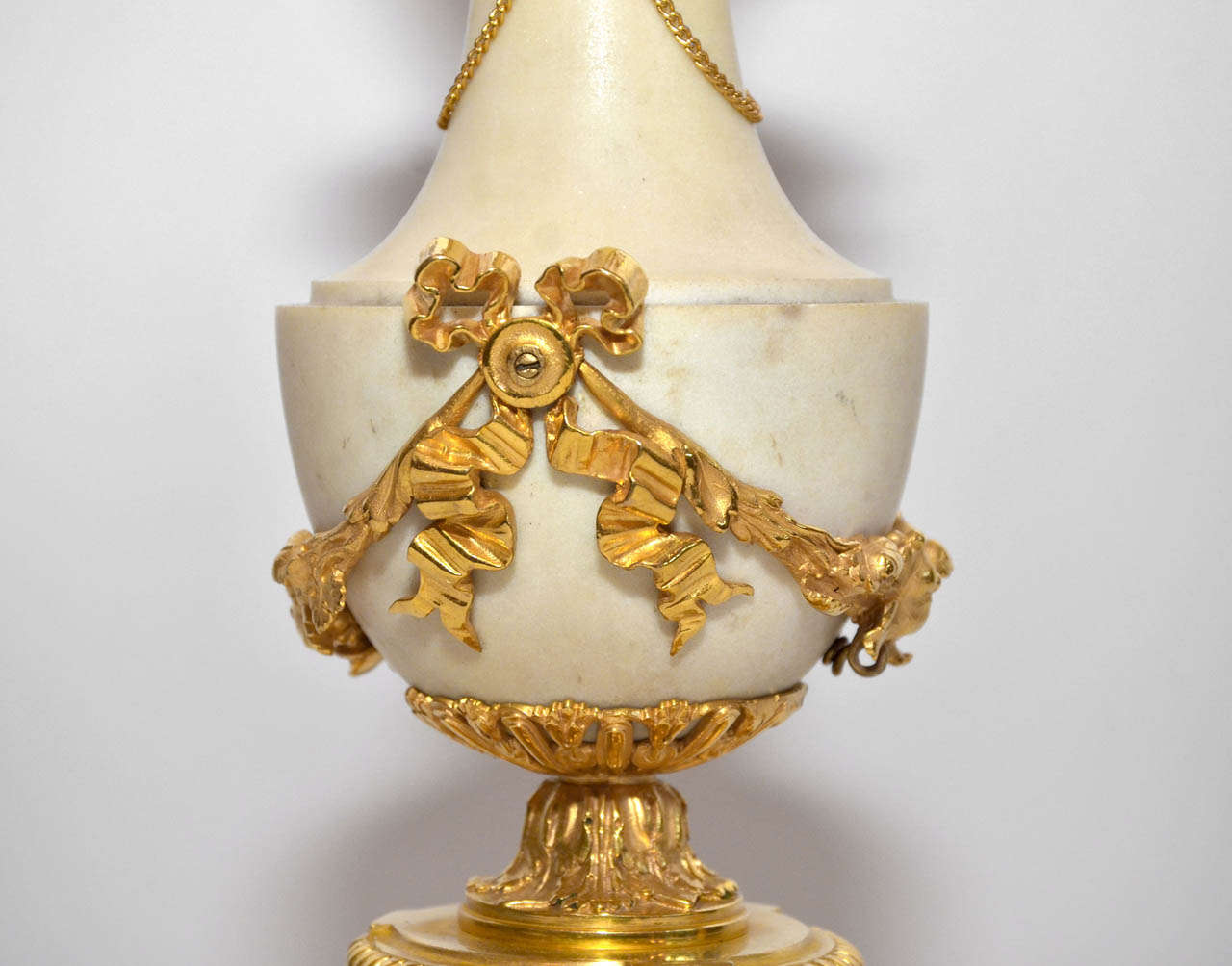 Pair of Louis XVI Style , Gilded Bronze and Marble candelabras For Sale 5