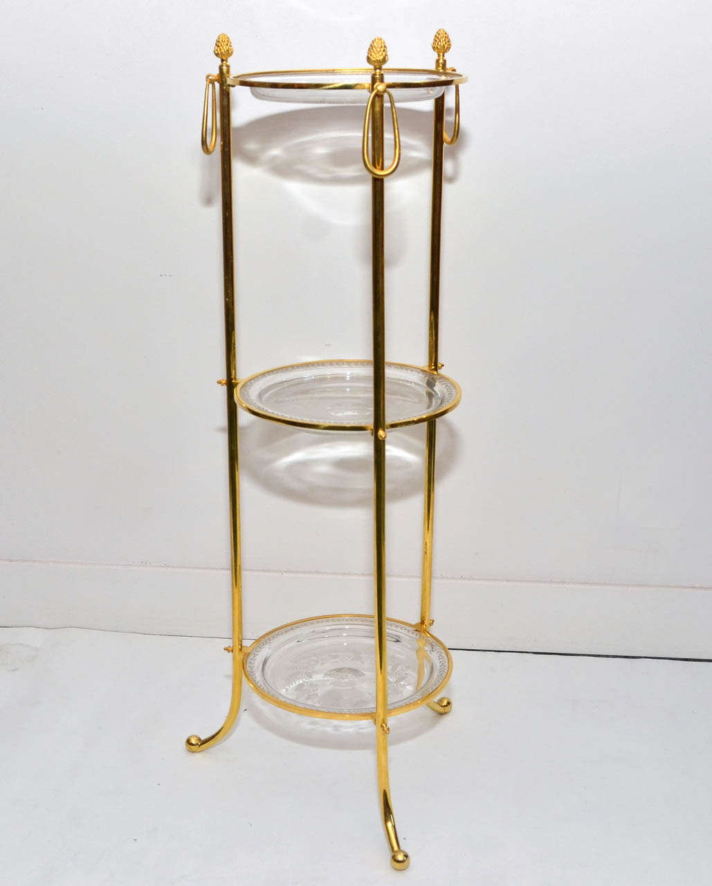 Louis XVI Unusual Crystal and Bronze Three Level Cake Stand For Sale