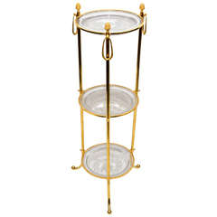 Unusual Crystal and Bronze Three Level Cake Stand