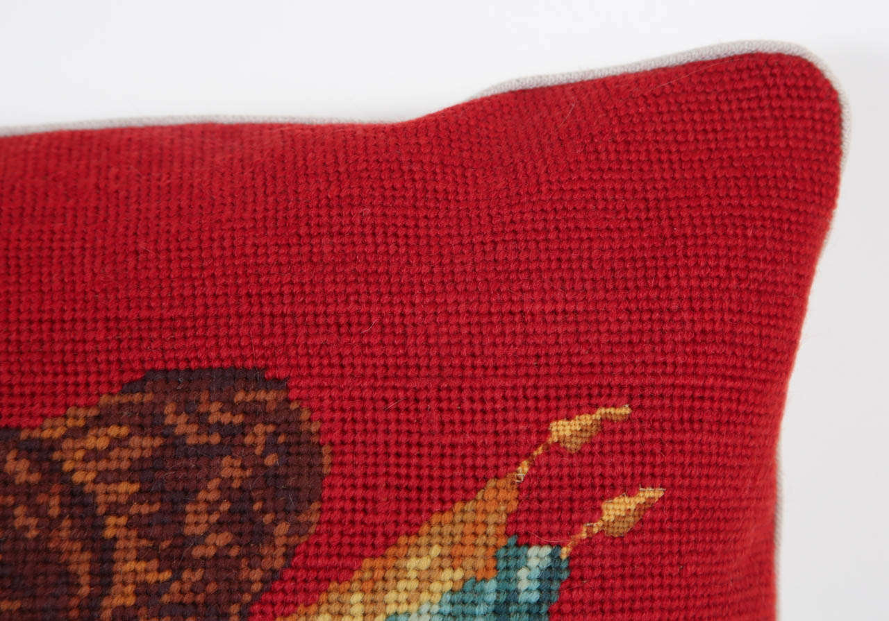 Vintage Eagle Needlepoint PIllow In Excellent Condition In Pasadena, CA
