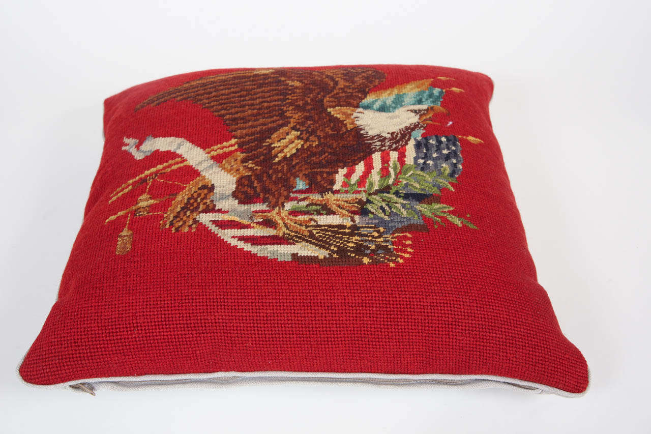Fabric Vintage Eagle Needlepoint PIllow