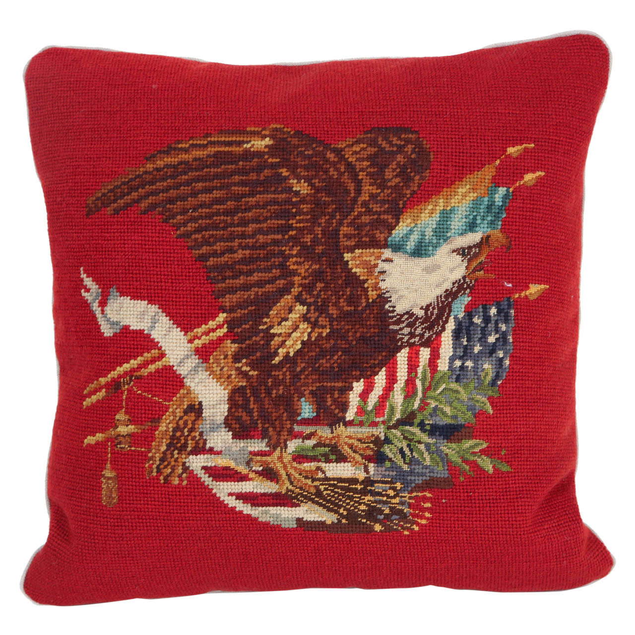 Vintage Eagle Needlepoint PIllow