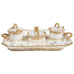 Antique Saxony Style Porcelain Inkstand