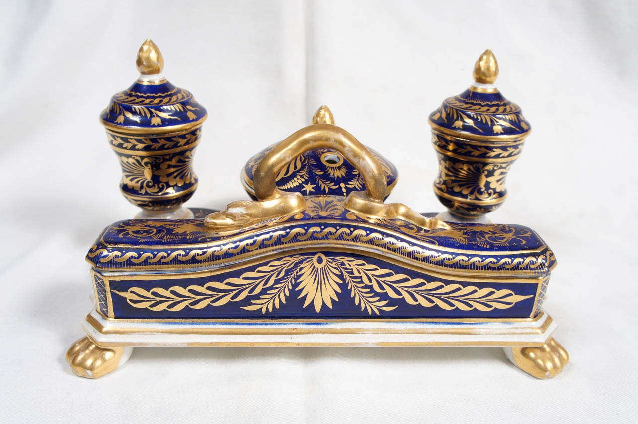 Royal Crown Derby Porcelain Inkwell For Sale 3