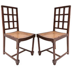 Pair of Teak Side Chairs with Caned Seats Attributed to Heal & Co.