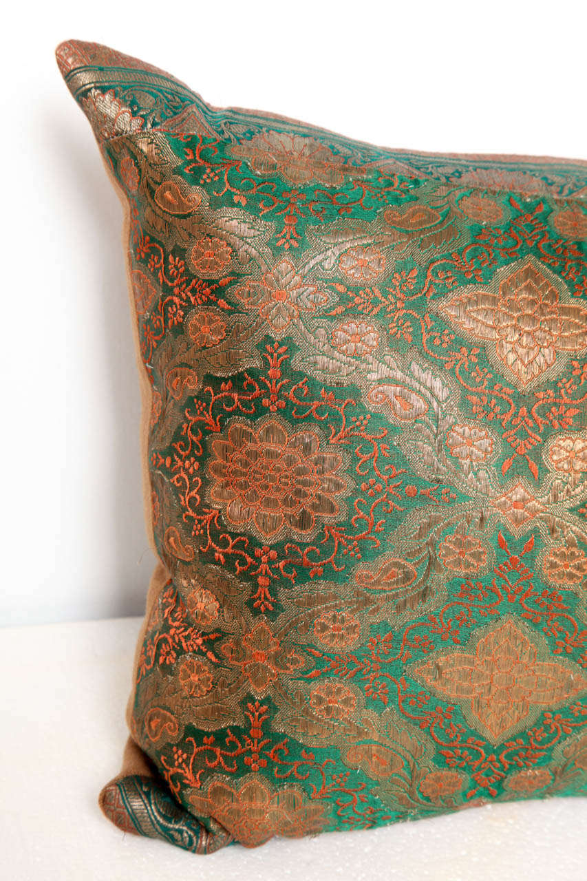 Wool Embroidered Silk Pillow For Sale