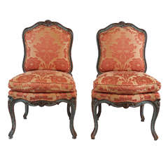 Antique Pair of Louis XV Painted Chaises À La Reine, France, circa 1740