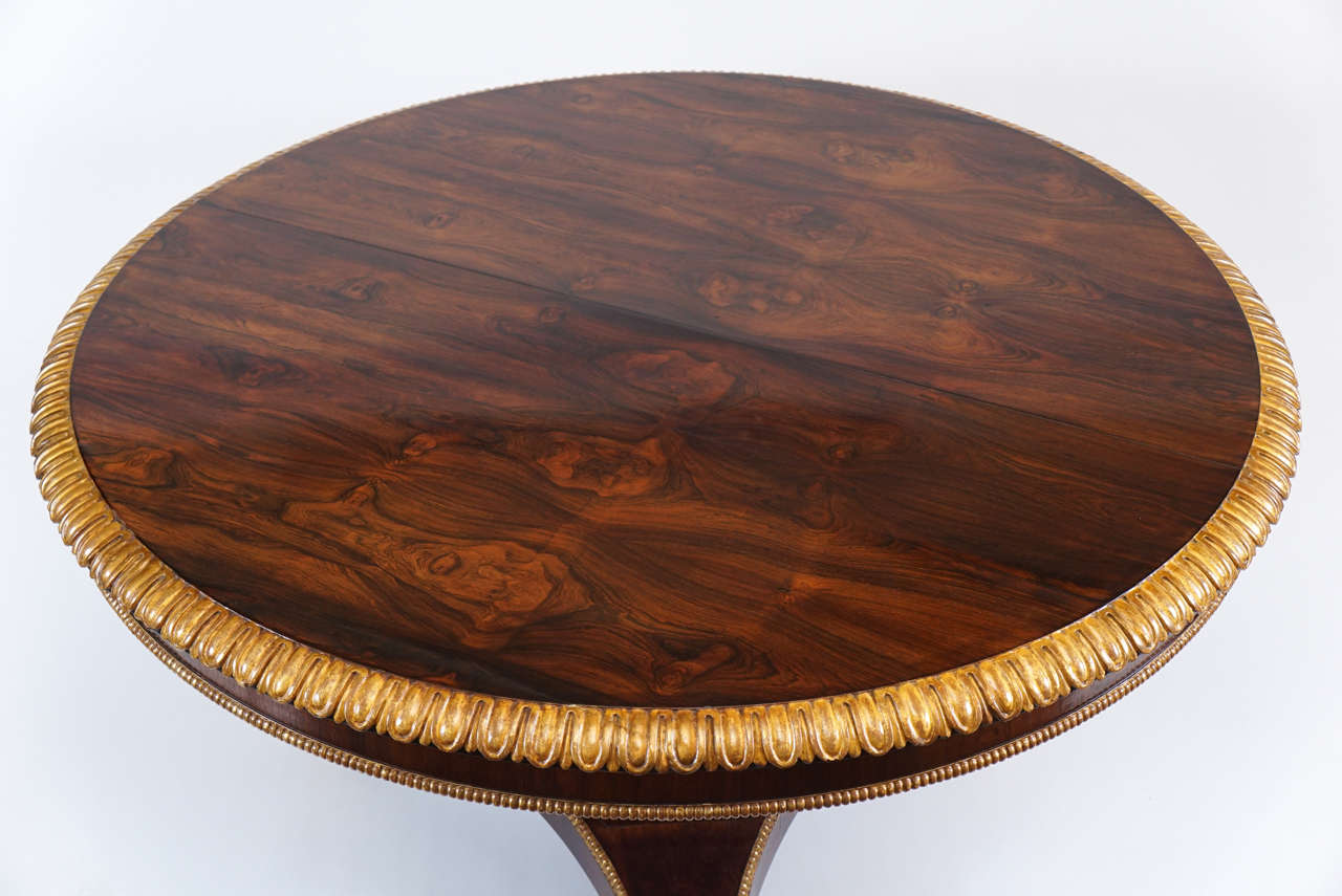 Regency Exceptional Parcel-Gilt Rosewood Center Table, Gillows, circa 1825