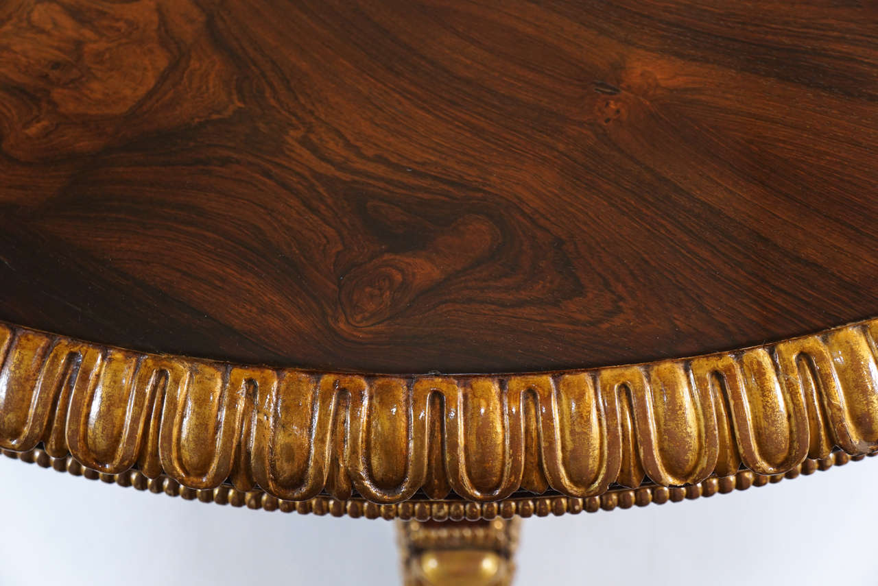Exceptional Parcel-Gilt Rosewood Center Table, Gillows, circa 1825 In Excellent Condition In Kinderhook, NY