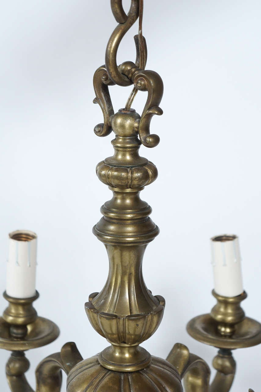 Cast Edwardian Period English Baroque Style Bronze Six Light Chandelier, circa 1905