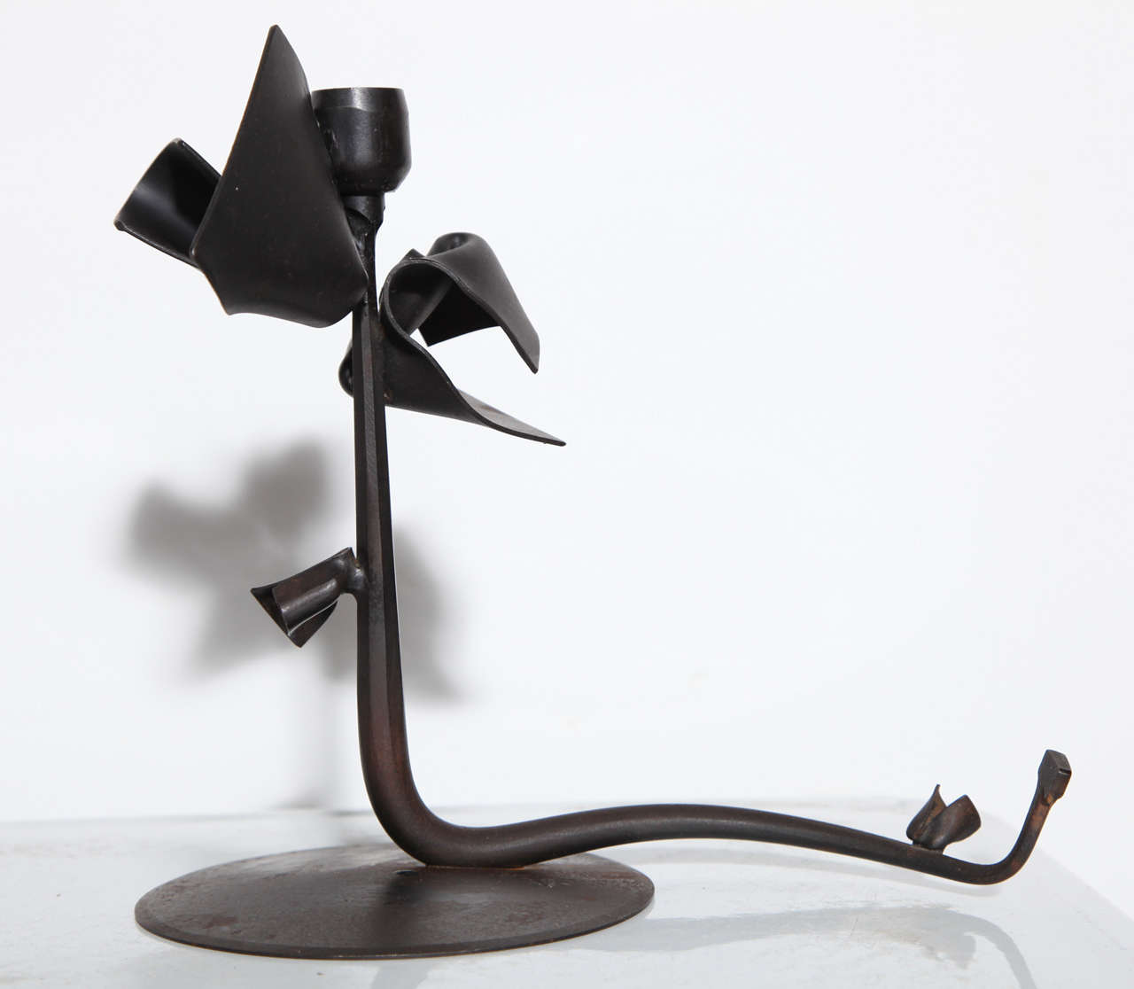American Pair of Albert Paley Forged Iron Botanical Candlesticks, 1993  For Sale