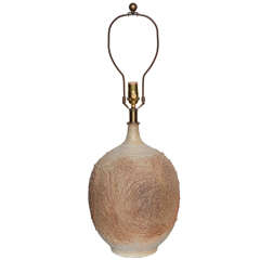 1950s Lee Rosen for Design Technics Textured Sand Tone Ceramic Table Lamp 8