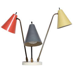 Vintage 1950's 3 Shade Tri-Color Lightolier Desk Lamp