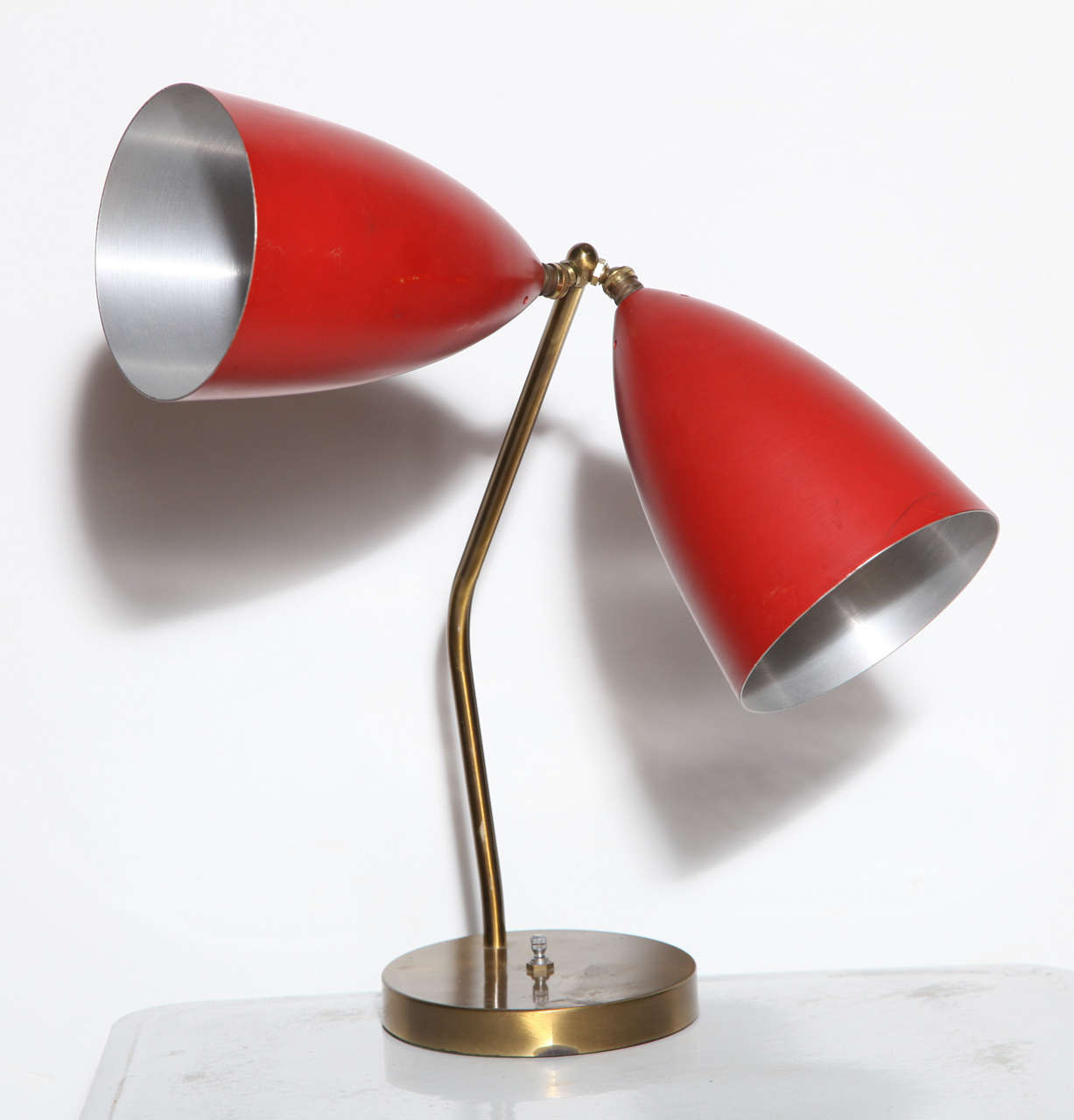 Enameled rare 1940s Greta Grossman Magnusson Double Cone Table Lamp