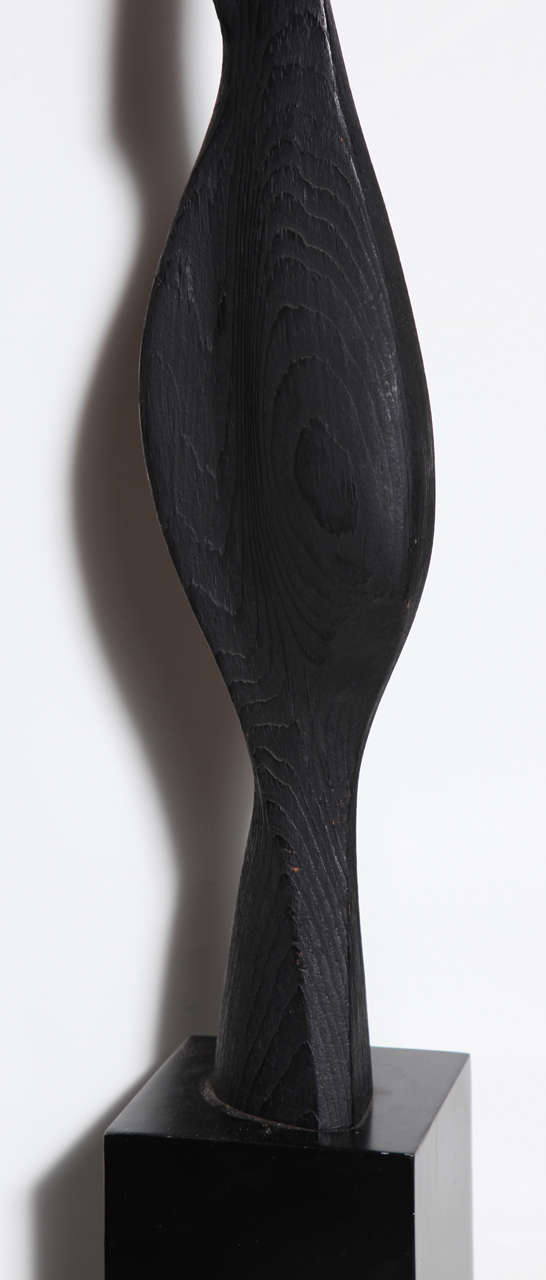 Laurel Lamp Co. Sculpted Organic Modern Ebonized Black Wood Table Lamp, 1960s 2