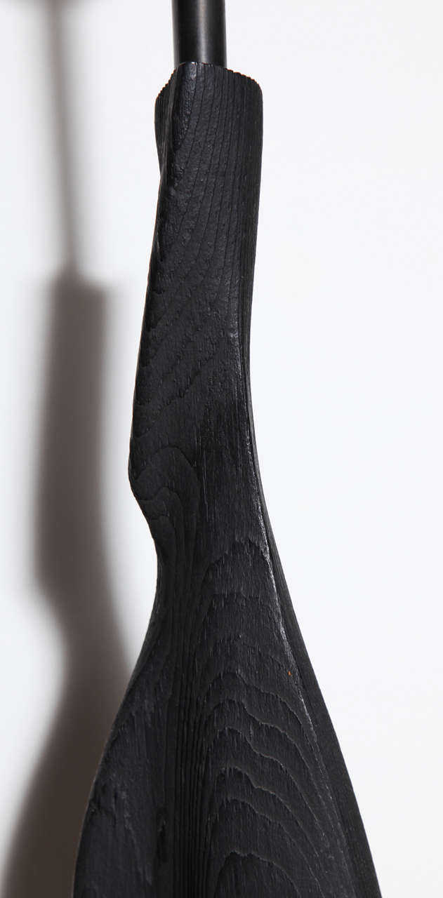 Laurel Lamp Co. Sculpted Organic Modern Ebonized Black Wood Table Lamp, 1960s 3