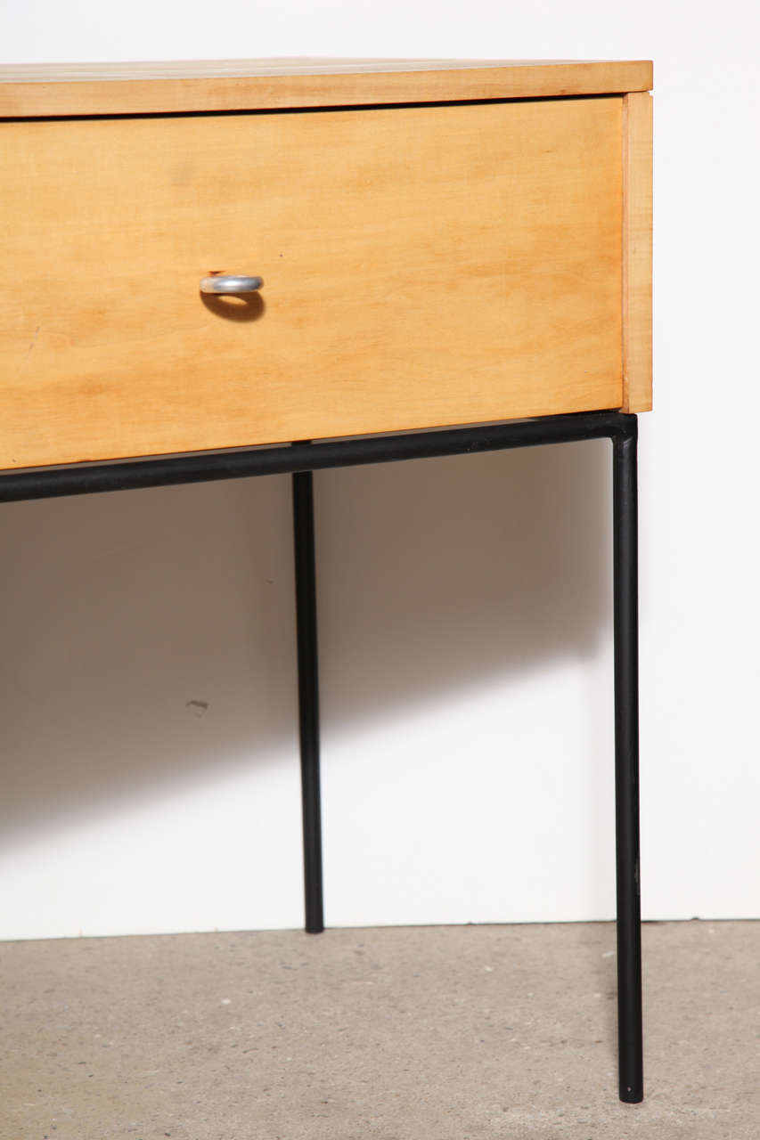 1950s Pair of Paul McCobb Planner Group Light Birch and Black Iron Nightstands For Sale at 1stdibs