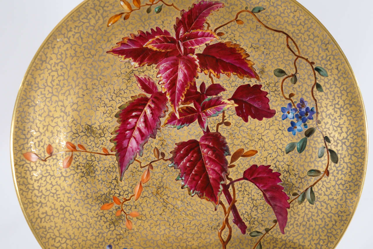 11 Worcester 19th Century Aesthetic Movement Hand-Painted Plates In Excellent Condition In Great Barrington, MA